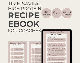 High Protein Recipe Cookbook Template: Rebrandable Weight Loss Guide (CANVA)