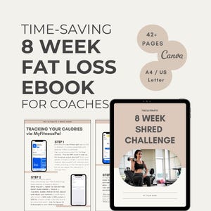 8 Week Shred Program For Women, Program Template, health coaching resources, Fitness eBook Template, DFY template, Exercise, fat loss