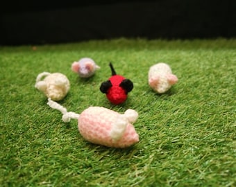 Lot 5 souris en crochet pour chat