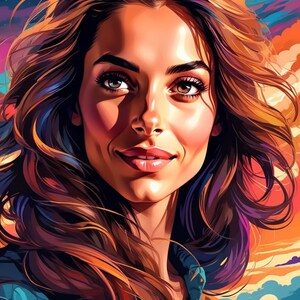 Custom Portrait from Photo Vibrant Artistic Pop Art Style Digital Painting Wall Decor, Personalized Gift for Birthday, Wall Art, Modern Art