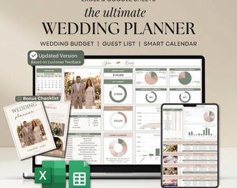 Ultimate Wedding Planner Spreadsheet | Budget, Guest List, Seating Plan (Digital Download)