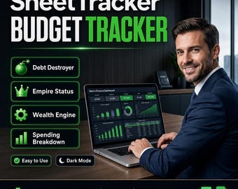 Finance Tracker Sheet for MEN VIP | Budget Spreadsheet, Debt Destroyer, Net Worth Tracker EASY to manage Dashboard