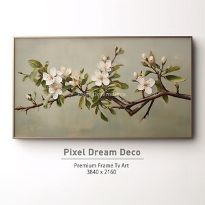 Cornice per pittura floreale Arte TV / Pittura floreale / Botanica vintage / pittura a olio / Download digitale per TV /Verde scuro antico