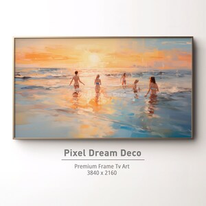 Summer Sunset Frame TV Art | Beach Tv Art | Abstract Summer Frame TV | Digital Download Art | Seascape Swimming Painting | Oil Painting