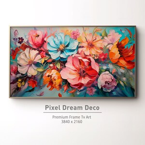 Samsung Frame TV-Kunst | Abstrakte Blumenkunst | Frühlingskunst | Strukturierte Gemälde | Bunte maximalistische Blume | Digitaler Download | Ölgemälde