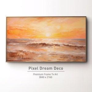 Samsung Frame TV Art | Sunset Coast TV Art | Summer Tv Art | Ocean Art | Coastal beach Tv  Art | Digital Download | Oil Painting