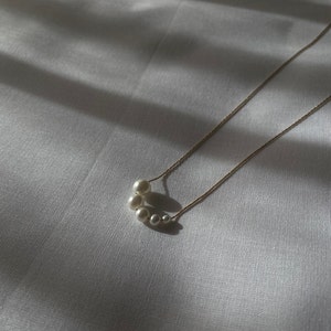 Pearl necklace, minimalist necklace, simple necklace, gold necklace, necklace