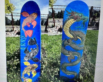 Custom Painted Vintage Short Skateboard