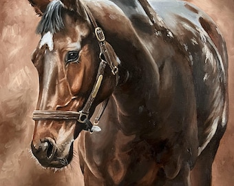 Custom horse portrait, Equine art, Portrait of a horse, Commission Horse portrait, Horse lover gift, Horse oil painting