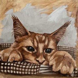 Oil painting, cat art, cat painting, pet portrait, pet painting, home decor, small painting, gift idea, cat owner gift idea, nice painting