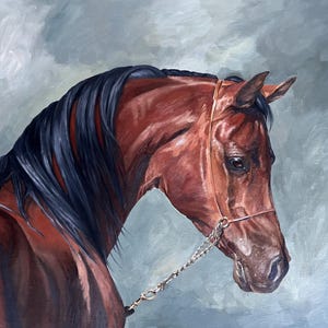 Portrait de cheval personnalisé – Peinture à l&#39;huile originale sur toile | Portrait de cheval réaliste à partir de la photo | Art commémoratif animal | Cadeau pour les amateurs de chevaux