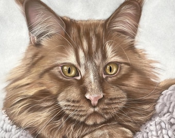 Custom Cat Portrait | Realistic Pastel Painting, Pet Memorial Art