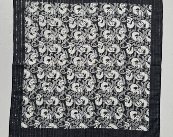 Lurex Paisley Skulls, 22x22 Bandanna, Made in India, Great for Crafts