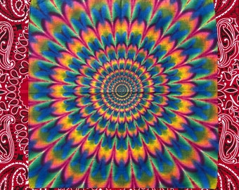 Tie Dye Psychedelic Bandanna 22x22 Made in India