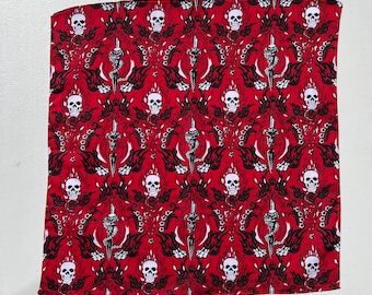 Red Skulls and Daggers Bandanna, Hav-A-Hank, 22x22, Made in India