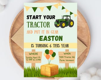 Invito di compleanno a tema trattore agricolo: festa in fattoria (download digitale) - Italia