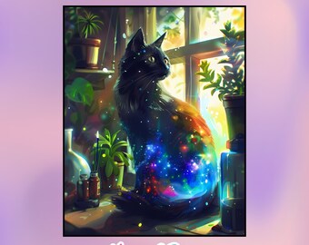 Square, Black Cat, Diamond Painting, Kit, 60x75, 80x100