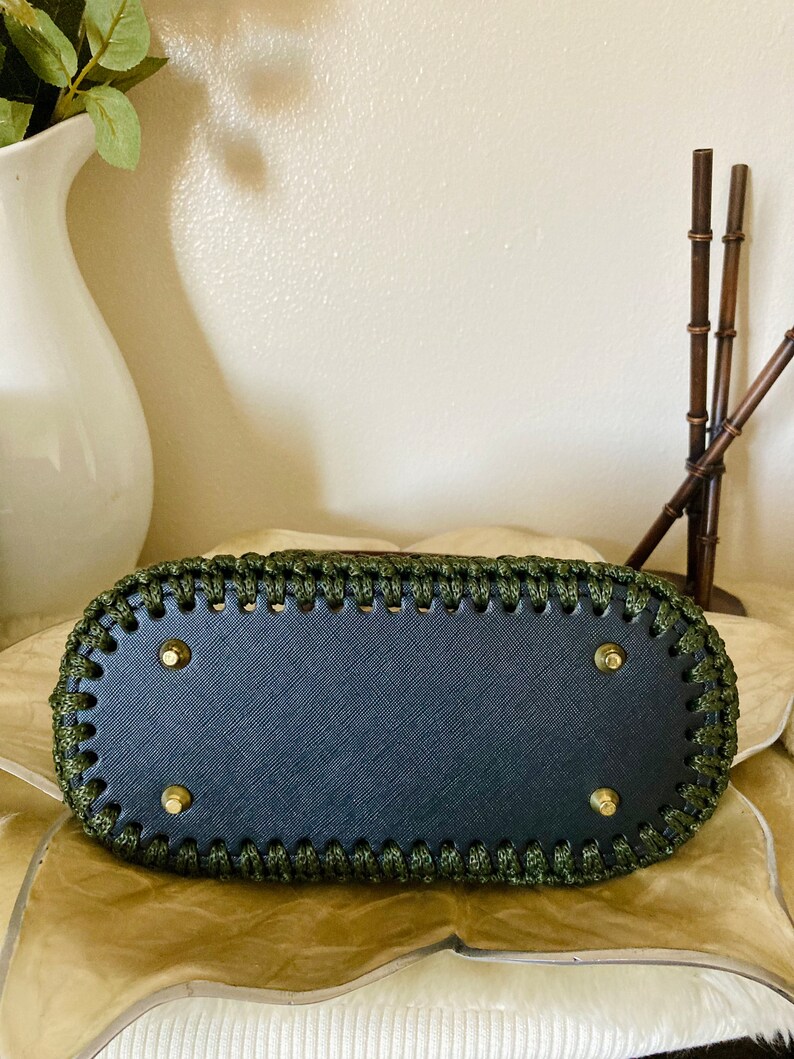 Crochet Hand bag with wooden handle, Best Bag for her zdjęcie 3