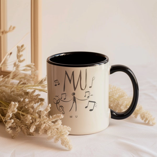 Minimalist “MU” Music Theme Sticker - Stick Figure with Notes for DIY Mug & Coffee Cup Print,digital downloads