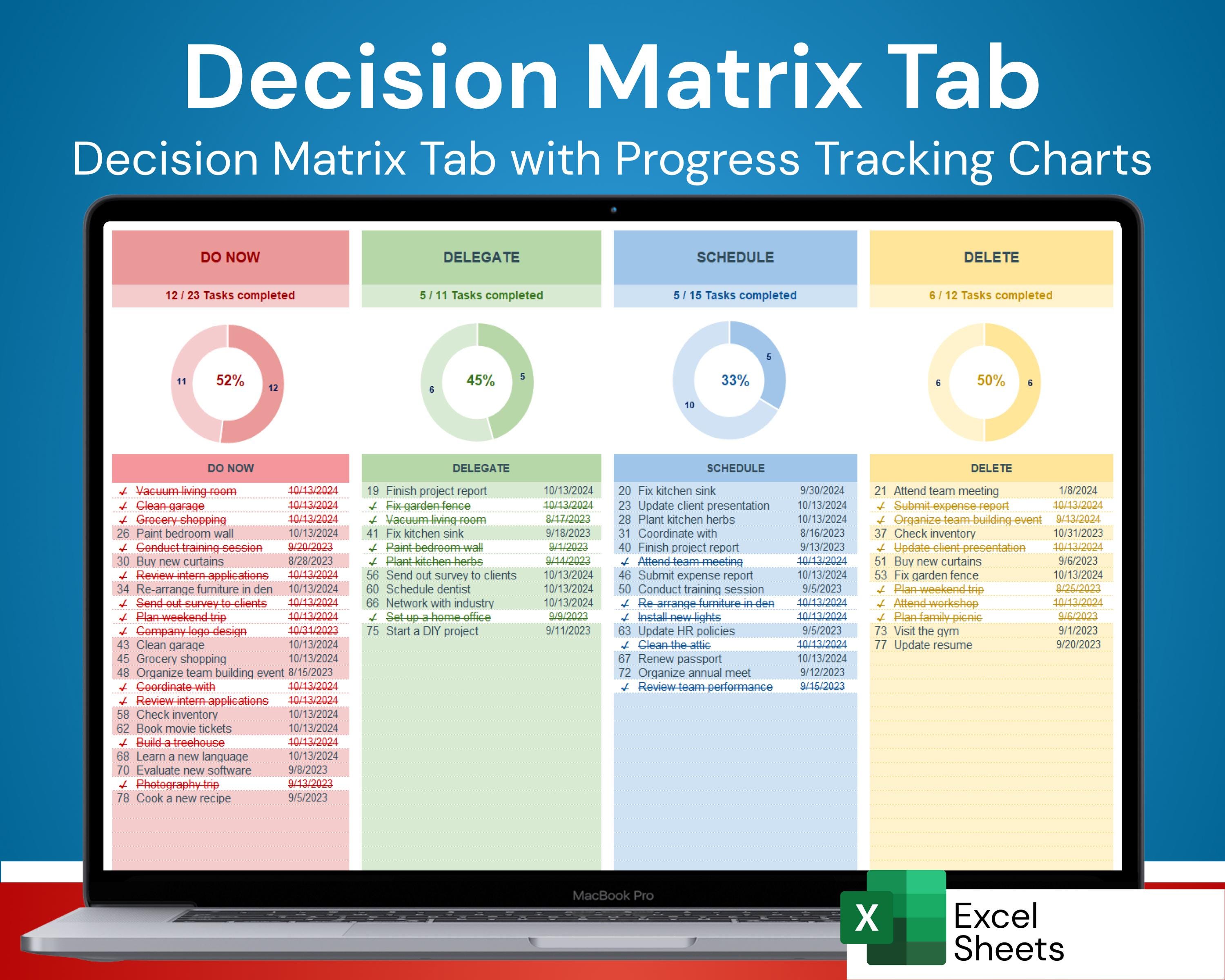 Decision Matrix Tool Priority Tracker & Task Organizer Excel Template ...