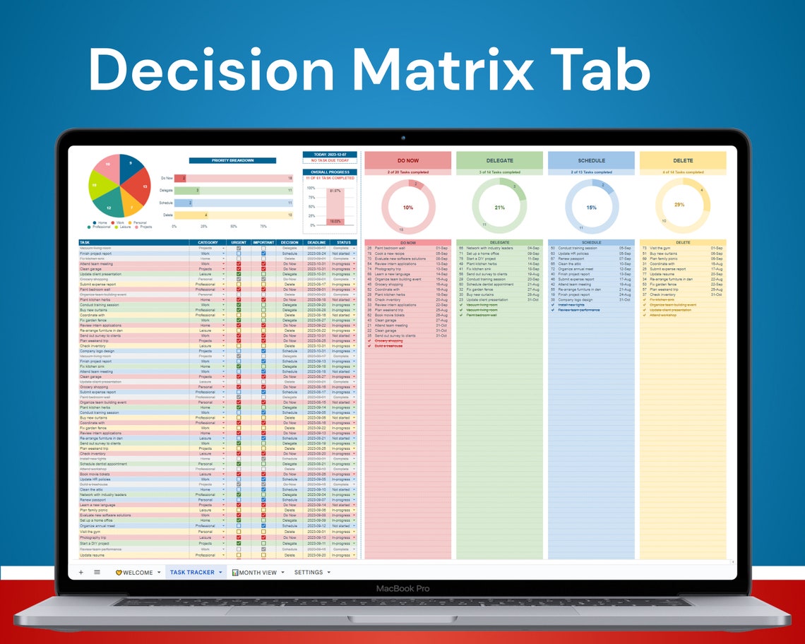 Decision Matrix Tool | Task Management & Prioritization | Google Sheets ...