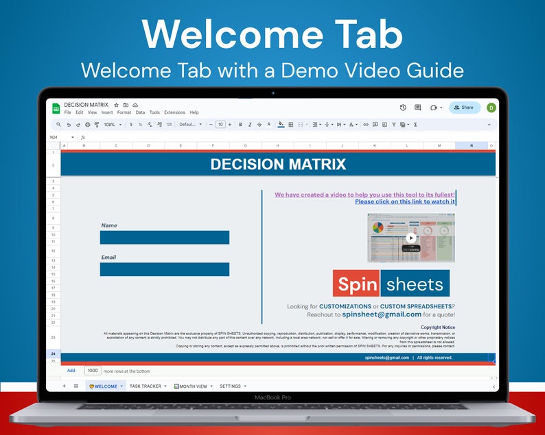 Decision matrix tool task management prioritization google sheets
