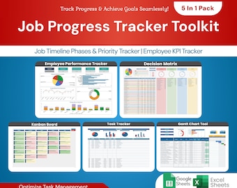 Job Progress Tracker toolkit 5in1 Pack - Task Timeline & Phases Tracker