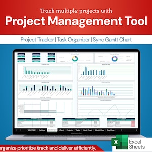 Project Management Tool | Task Tracking | Gantt Chart Scheduler | Lean Six Sigma | Excel Version