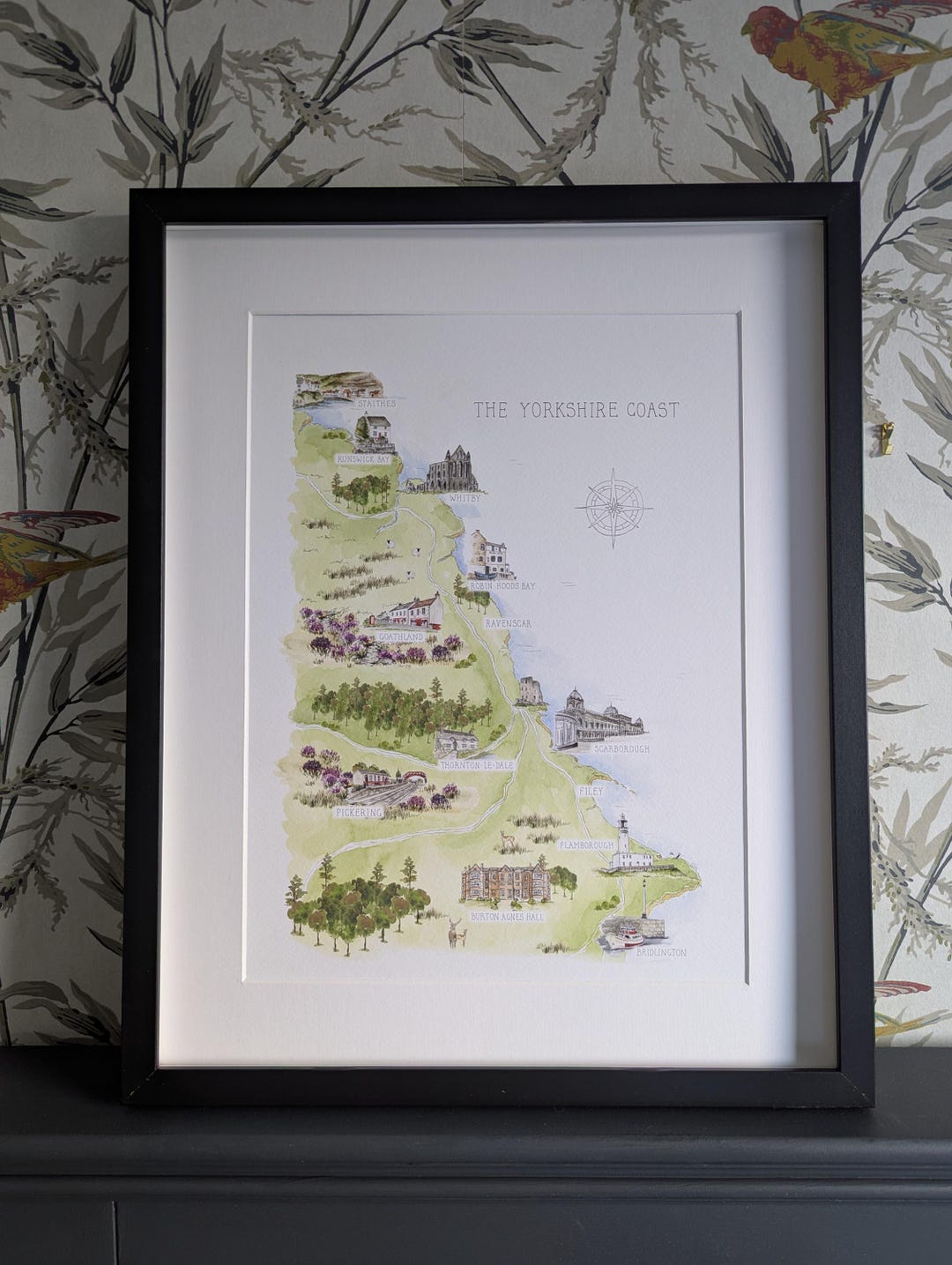 Yorkshire East Coast Map Print: Whitby, Staithes, Robin Hood's Bay