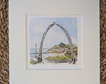 Whitby, Yorkshire Coast Print: Mini Watercolour Landscape