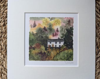 Otley Chevin 'White House' Mini Watercolour Landscape Print