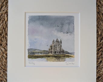 Whitby Abbey, Yorkshire Coast Print: Mini Watercolour Landscape