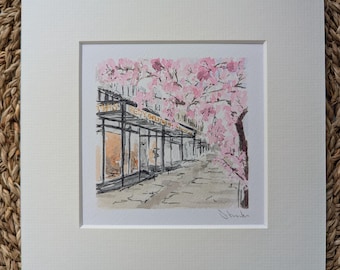 Ilkley Yorkshire Mini Watercolor Print: The Grove in Spring
