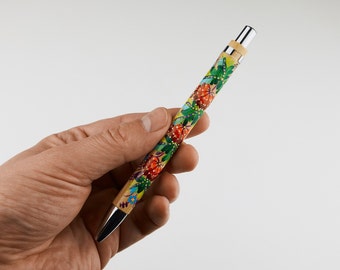 Hand painted wooden pen, Personalized gift for teacher, Pretty pen with floral design, Ukrainian gifts for folk art lovers