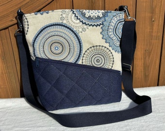 Umhängetaschen, Tasche, Blau, Canvas, Steppstoff wattiert