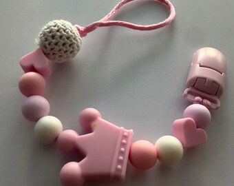 Attacco per ciuccio, clip per ciuccio, clip per ciuccio con perline in silicone, regalo per bambini, clip per succhietto