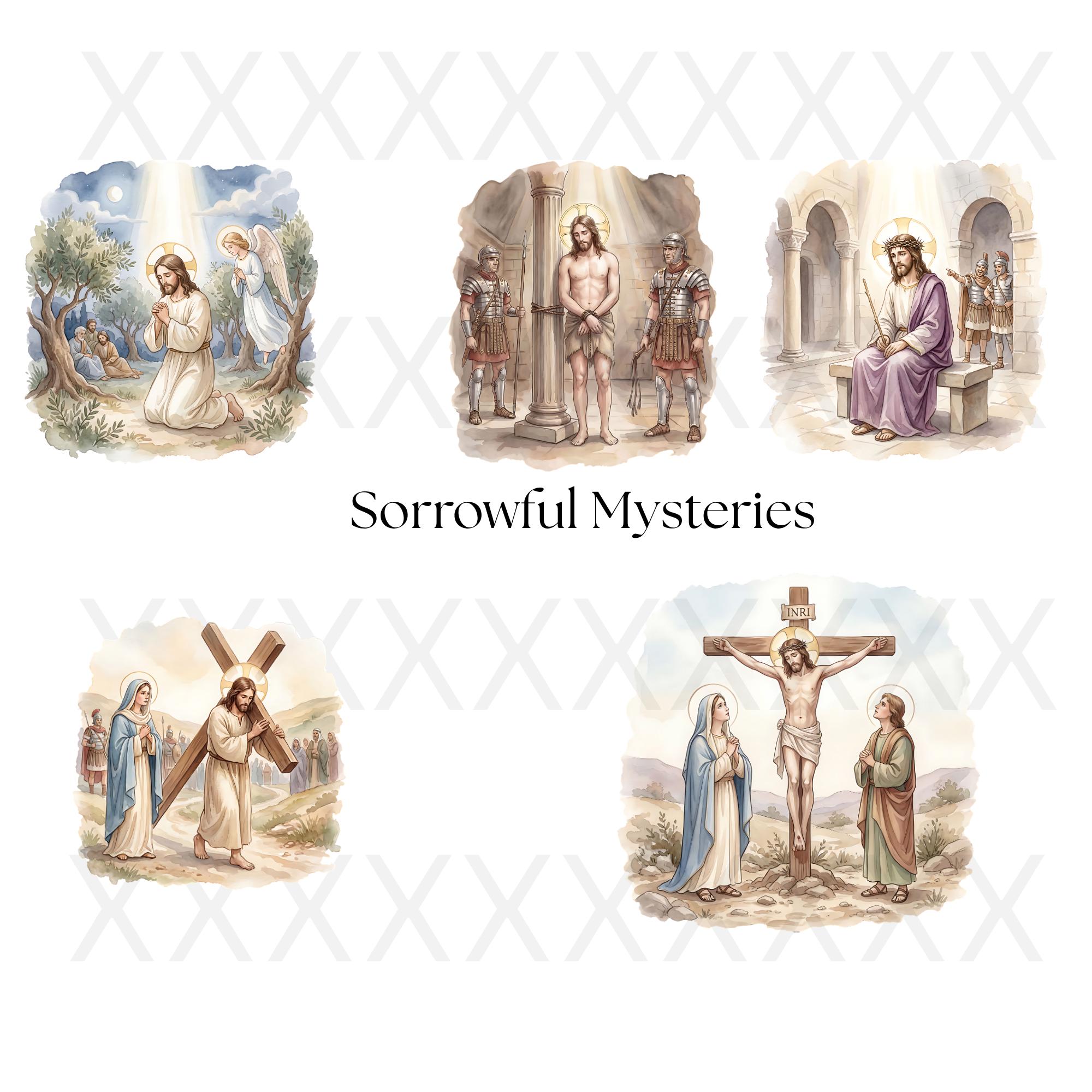 Mysteries of the Rosary Printable Set | Watercolor Catholic Wall Art ...