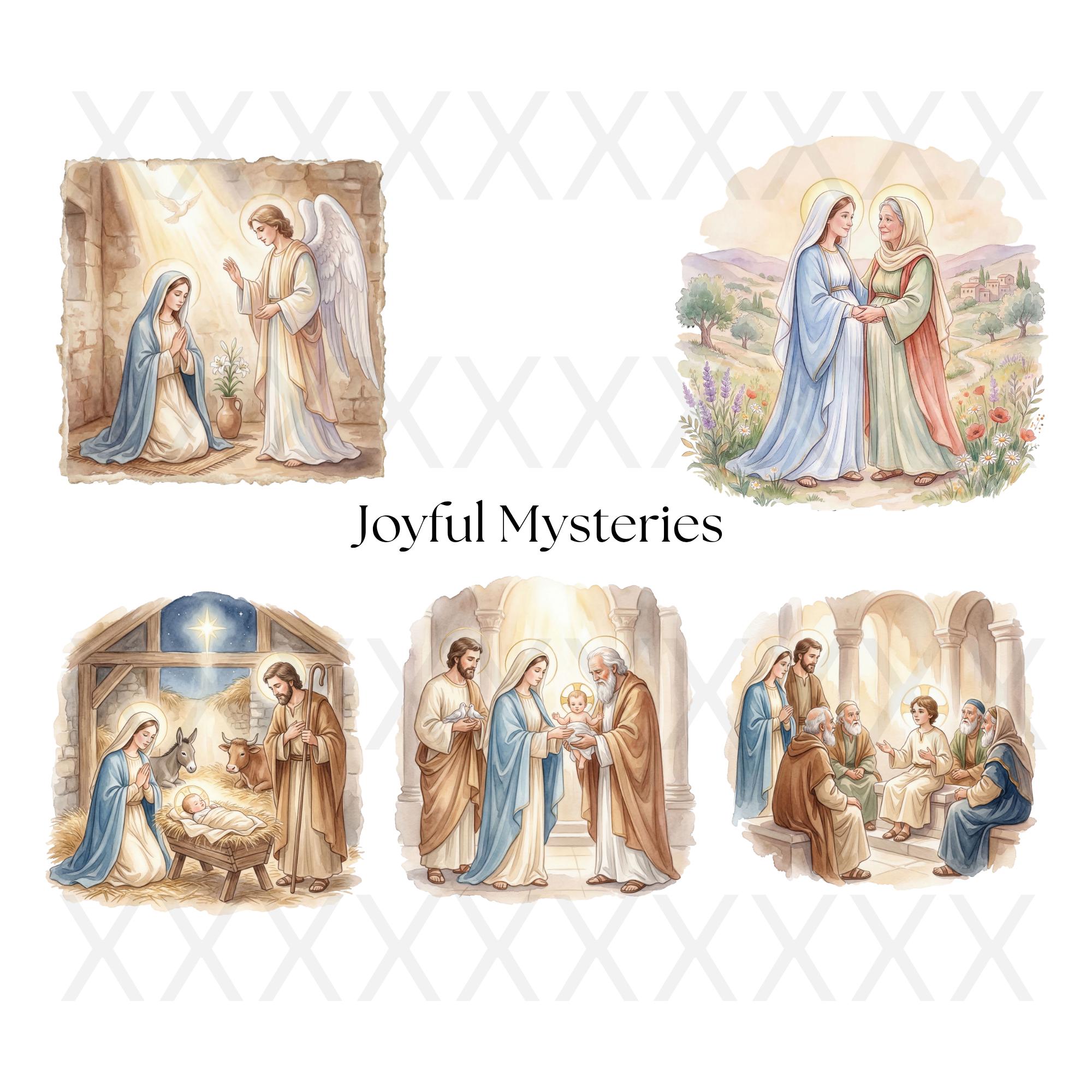 Mysteries of the Rosary Printable Set | Watercolor Catholic Wall Art ...