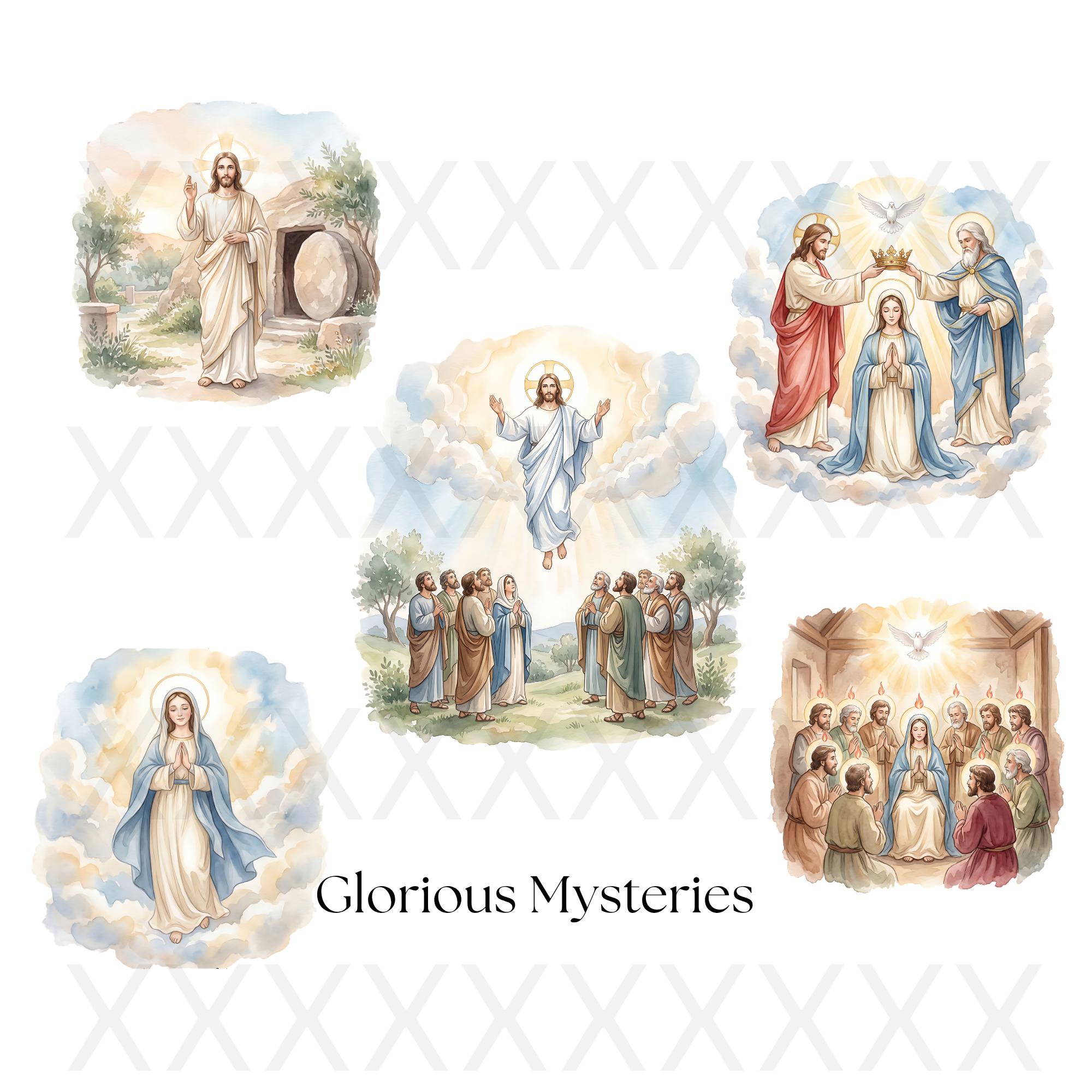 Mysteries of the Rosary Printable Set | Watercolor Catholic Wall Art ...