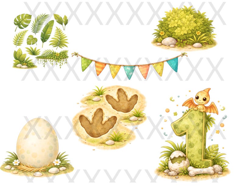 Watercolor Dinosaur Clipart | Baby Dino PNG Bundle (300 DPI Digital ...