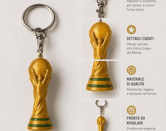 Llavero del Mundial – Llavero con trofeo impreso en 3D, regalo para aficionados al fútbol, gadget de fútbol personalizado