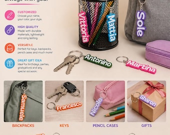 Llavero personalizado con nombre – Llavero impreso en 3D, idea de regalo original, gadget personalizado y colorido
