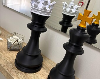 Juegos de ajedrez de diseño: rey y reina modernos, elegante decoración para el hogar, juegos de ajedrez gigantes personalizables, idea de regalo de diseño.