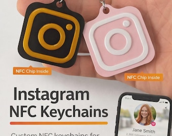 Llavero NFC para redes sociales: toque para seguir, llavero de perfil personalizado, llavero inteligente para negocios, etiqueta NFC personalizada.