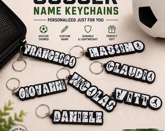 Llavero personalizado con nombre de futbolista – Llavero con nombre de futbolista impreso en 3D, regalo para futbolistas y aficionados.