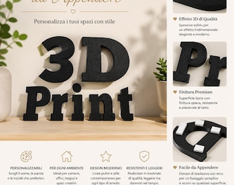Letras de pared 3D personalizadas: nombre o texto impreso en 3D moderno, decoración minimalista para el hogar, la oficina y el dormitorio.