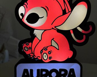 Lámpara LED Stitch personalizada con nombre – Luz nocturna infantil, decoración para la habitación del bebé, idea de regalo para recién nacidos, lámpara con efectos de luz