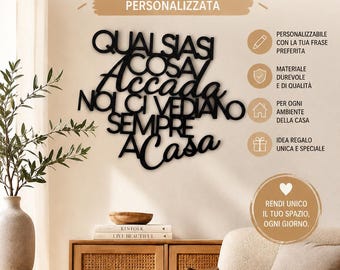Letrero de pared moderno en 3D "Lo que pase" - Gran decoración de pared italiana de 60 cm, arte de pared moderno para el hogar.