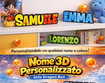Letrero 3D personalizado con nombre al estilo anime - Decoración para habitación infantil, sala de juegos, regalo para niños, letrero personalizado con nombre inspirado en el manga