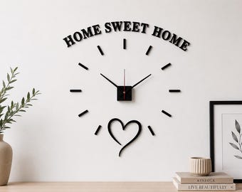 Reloj de pared 3D personalizado: reloj de pared moderno con nombre o texto personalizado, reloj de pared minimalista, decoración del hogar.